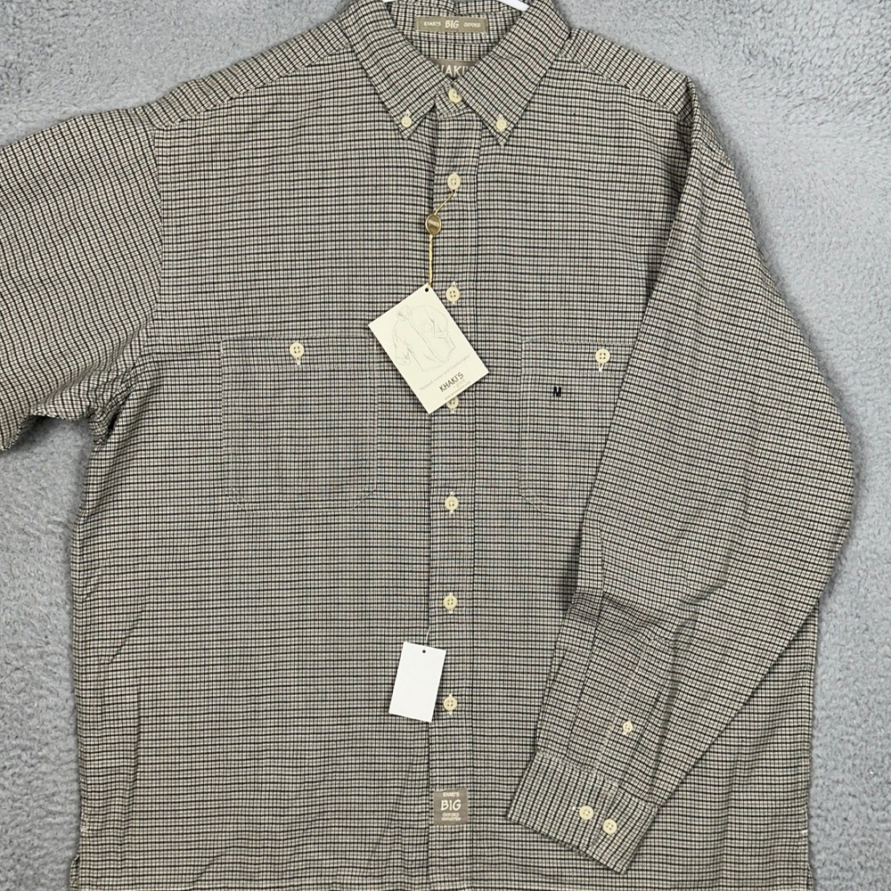 NEW Khakis Arrow Shirt Mens Medium Grey Checkered Button Down Pocket Long Sleeve